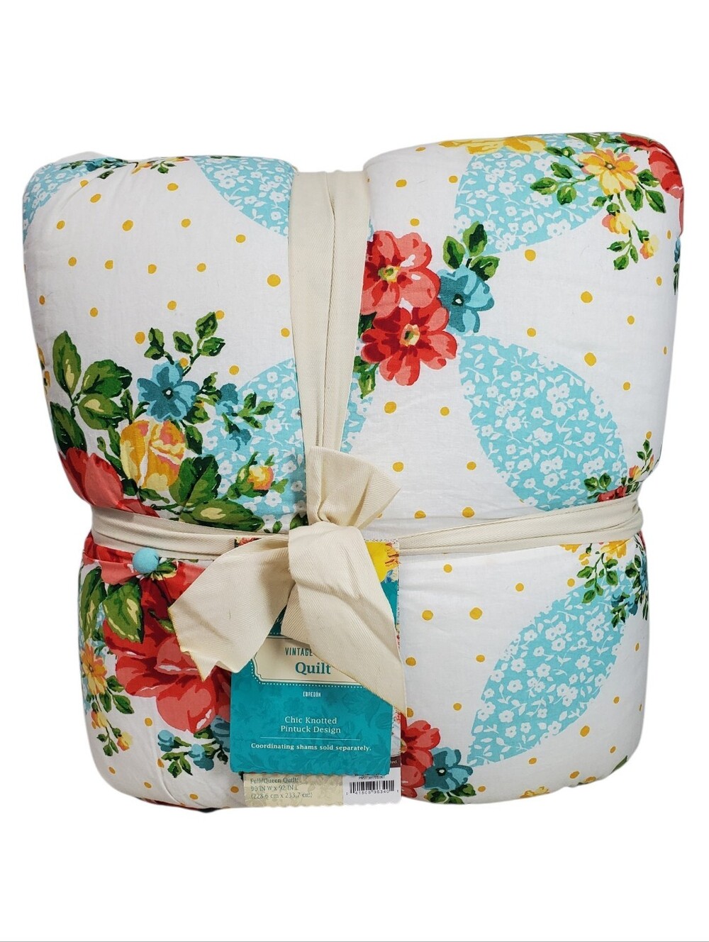The Pioneer Woman Vintage Floral Rose Knot Bed Quilt Cottagecore Country Queen